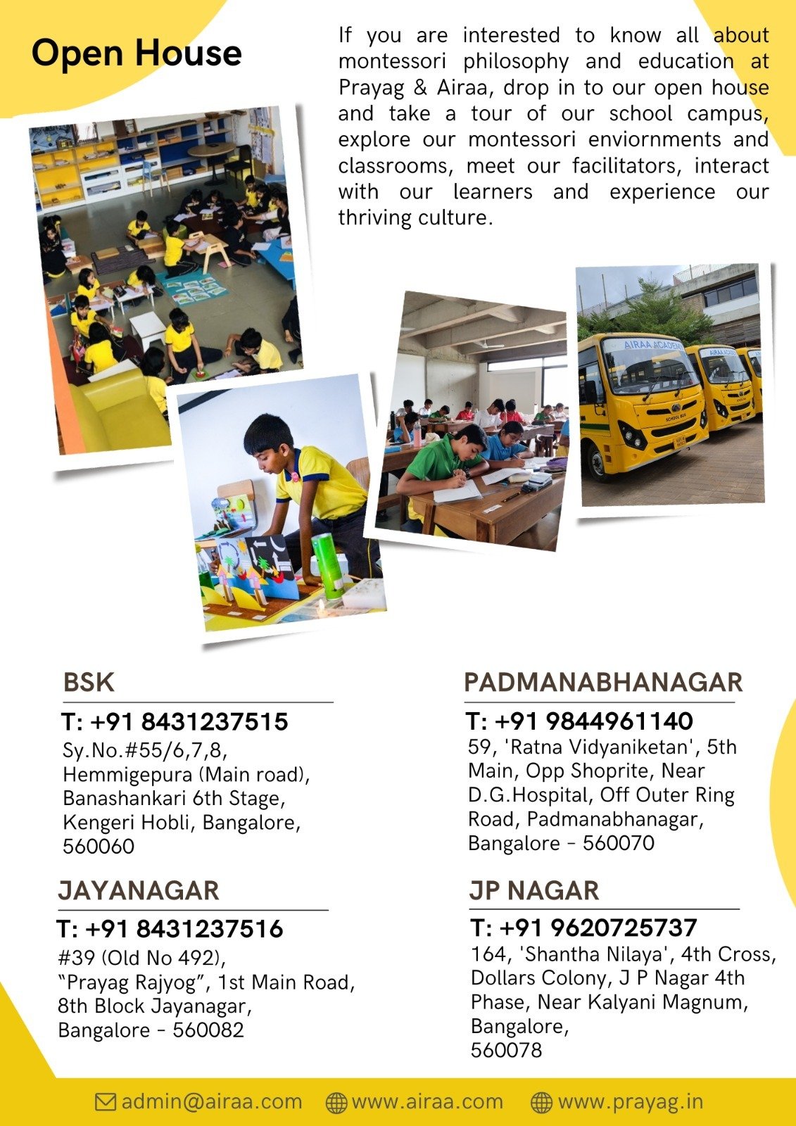 Open House | The Best Montessori in South Bangalore - Airaa Academy