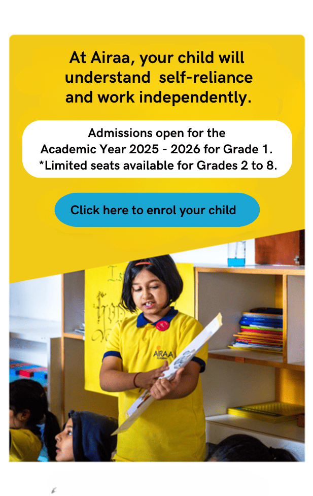 Best Montessori school in south Bangalore admissions - Airaa Academy - 2025-26