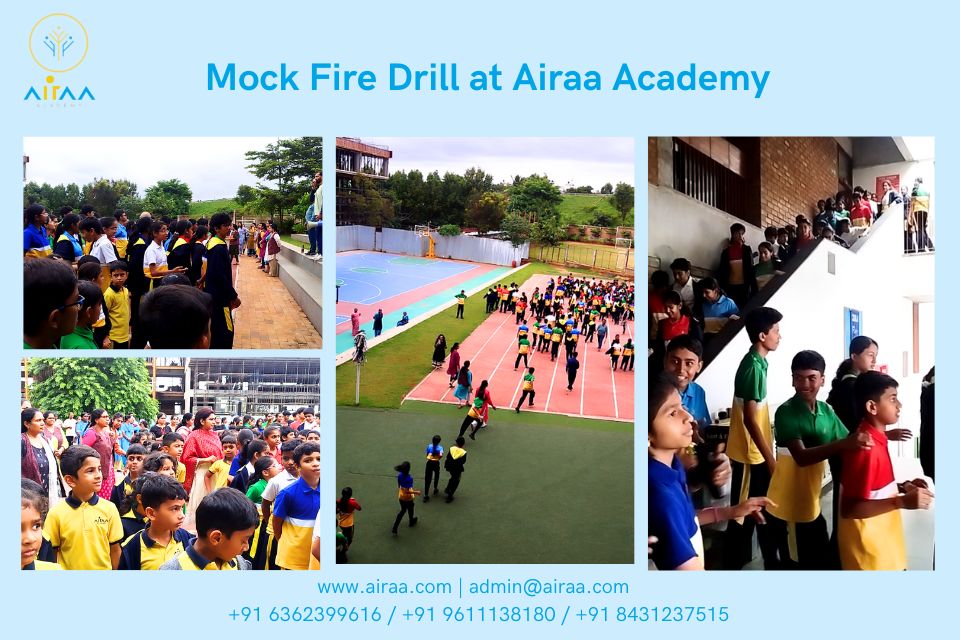 Mock Fire Drill at Airaa Academy – The Best CBSE School in Bangalore – The Best CBSE School on Kanakapura Road in Bangalore – Best CBSE Affiliated School in Bangalore – Admissions Open – Bangalore CBSE School